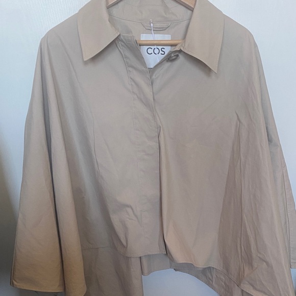 COS CROPPED TRENCH COAT CAPE Light Tan Cape Jacket - Picture 12 of 12